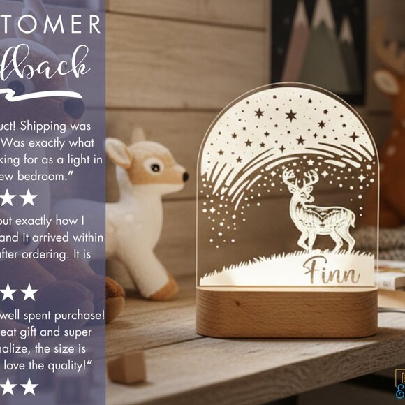Custom Deer Night Light – Personalized LED Lamp for Kids Room - Picture 7 of 8